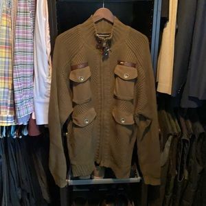 A Marc Buchanan Wool and leather, zip front sweater.  Size XL.